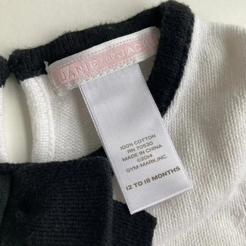 Janie and Jack Short Sleeve Sweater Dress - Black White - 12-18M